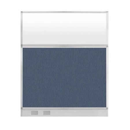 Versare Hush Panel Configurable Cubicle Partition 5' x 6' Ocean Fabric Frosted Window w/ Cable Channel 1856514-3